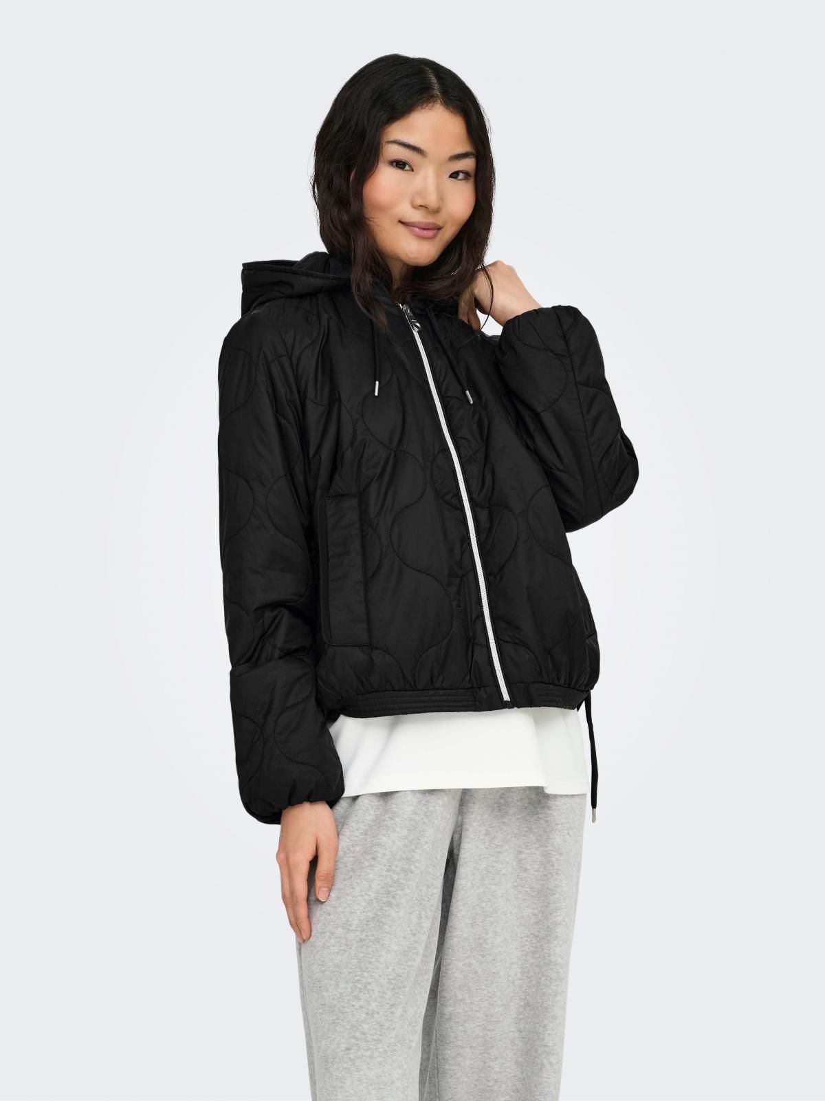 온리 테크니컬 퀼팅 후드 집업 패딩 재킷 블랙 15361128_2161 BLACK / BLACK - 상세 이미지 2