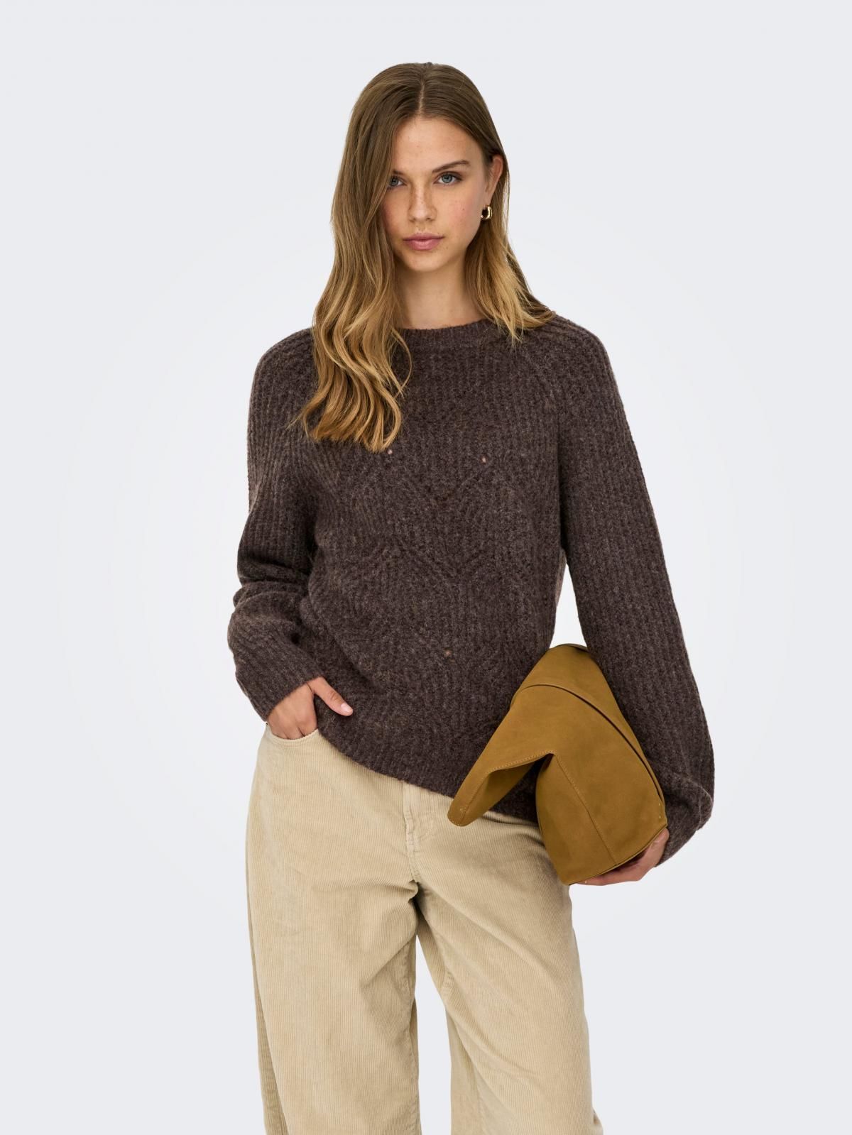 온리 소프트 라운드넥 니트 스웨터 15358569_280_1223563 BROWN / SEAL BROWN - 상세 이미지 2