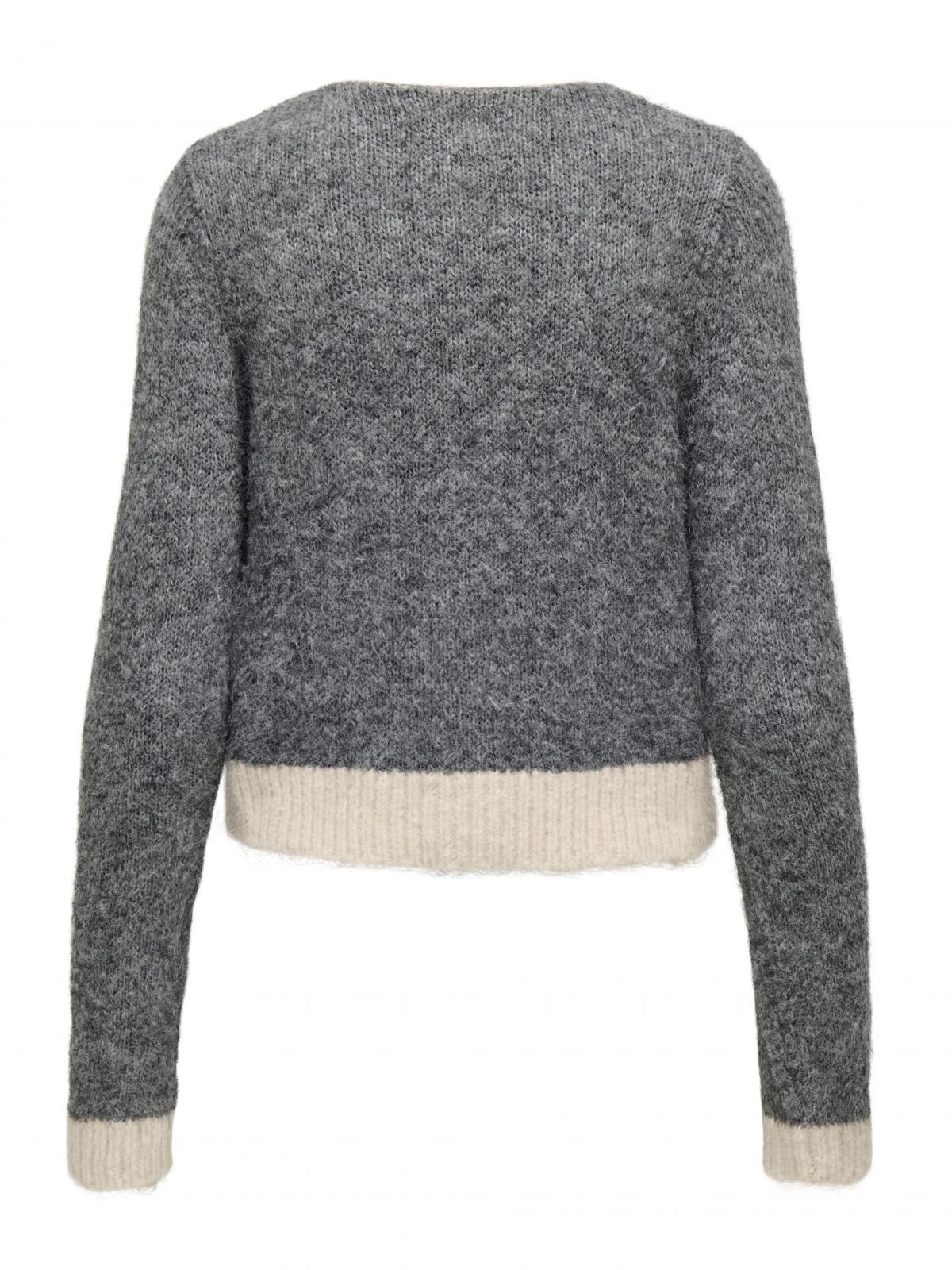 온리 클래식 투톤 브이넥 니트 카디건 15350851_2382_1193812 GREY / MEDIUM GREY MELANGE - 상세 이미지 4