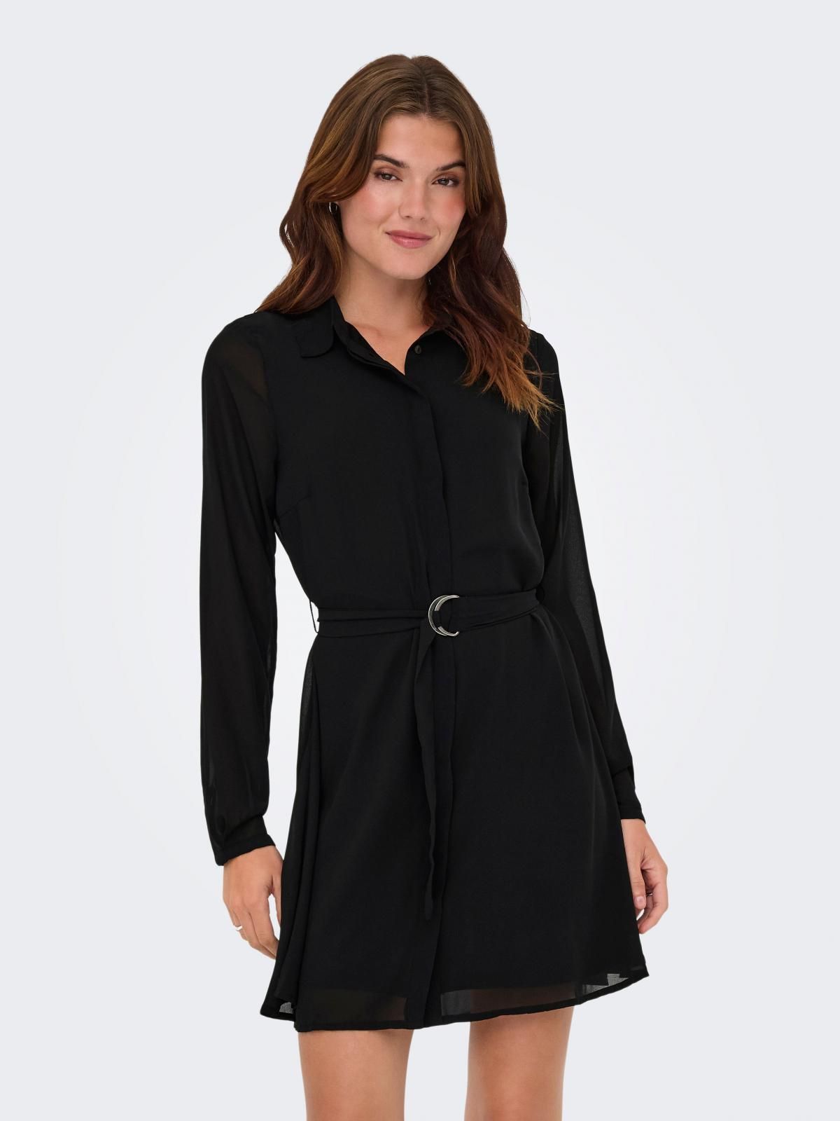 온리 테크니컬 벨트 미니 셔츠 원피스 블랙 15360309_2161 BLACK / BLACK - 상품 이미지