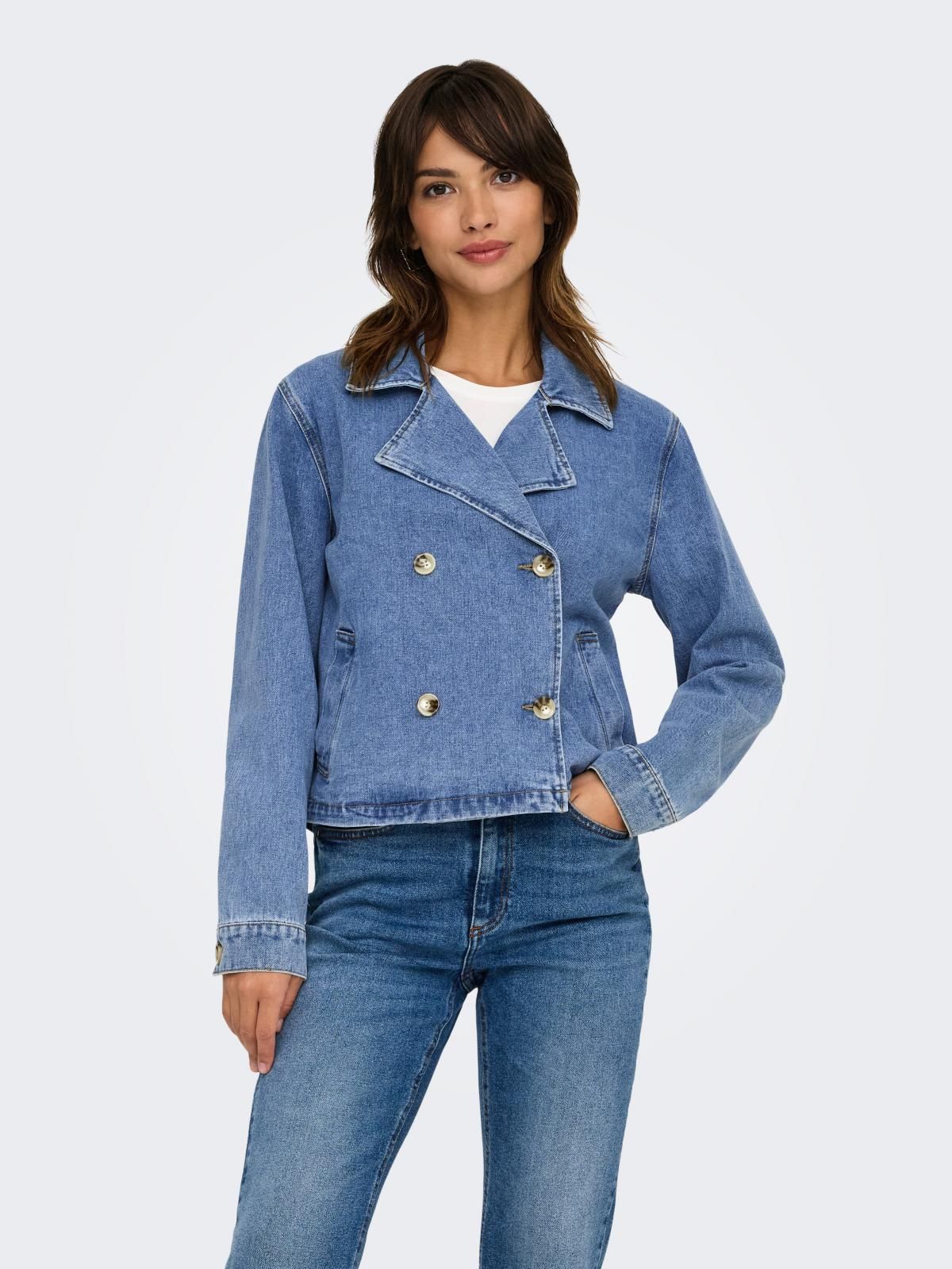제이디와이 트렌디 더블버튼 데님 재킷 15341344_2115 BLUE / MEDIUM BLUE DENIM - 상품 이미지