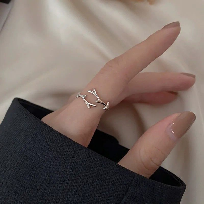 사슴 뿔 루돌프 오픈 링 반지 친구 우정 반지 애끼 검지 엄지 약지 반지 사이즈조절 쓸데없는 친구 우정 선물 우정링 커플링 써지컬 스틸 반지 실버 링 반지 이미지 8