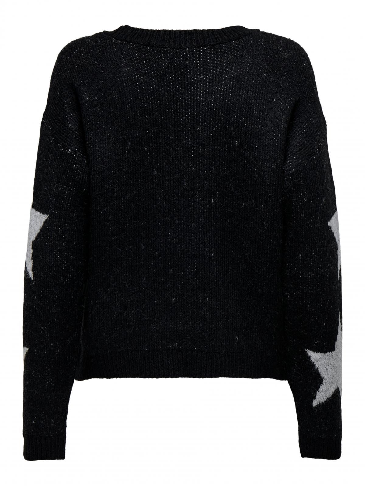 온리 스타패턴 라운드넥 니트 풀오버 15354026_2161_1205183 BLACK / BLACK - 상세 이미지 4