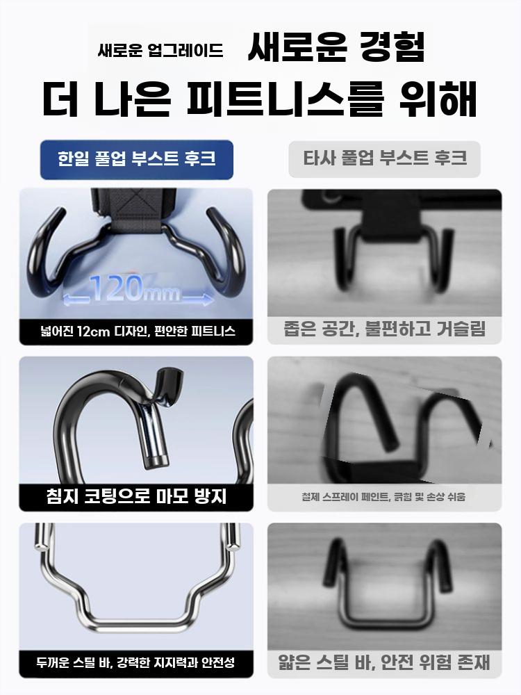 철봉후크 풀업 스트랩 턱걸이 손목 헬스 후크형 피트니스 그립 보조 갈고리 - 상세 이미지 2