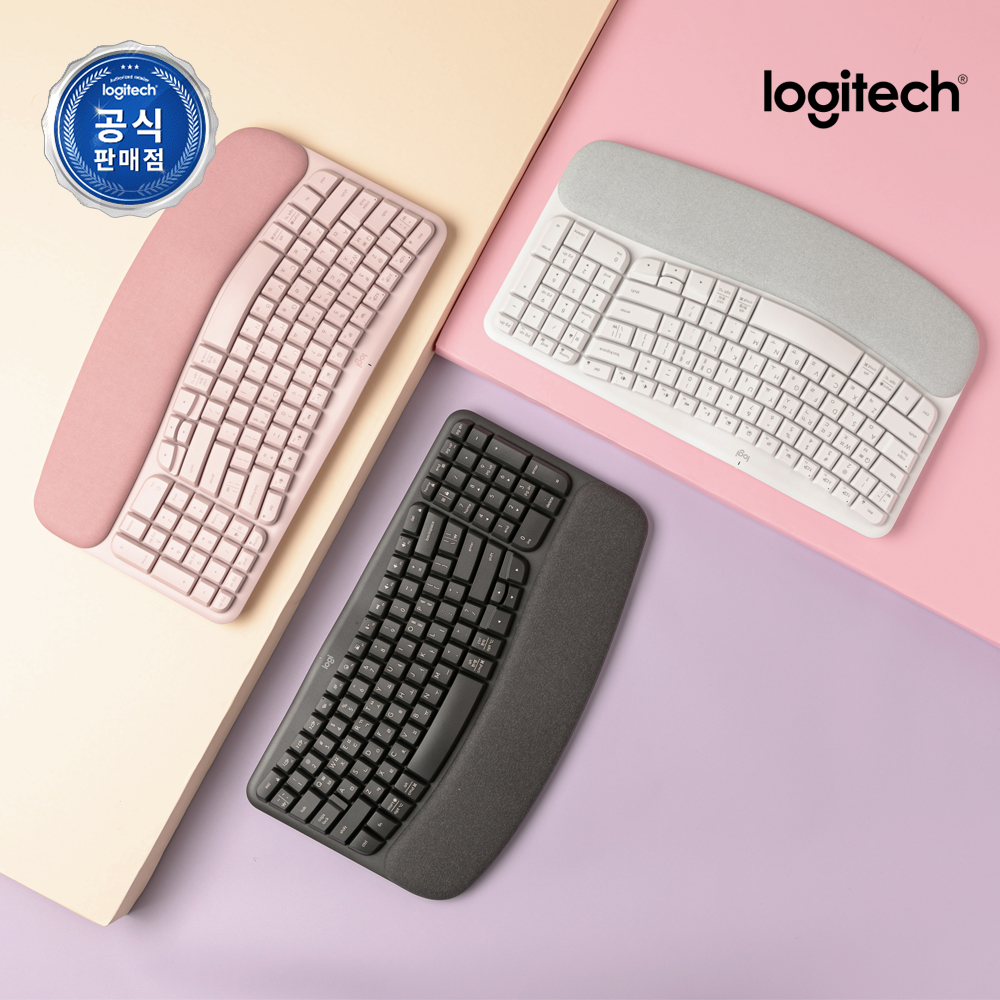 로지텍코리아 WAVE KEYS 인체공학 사무용 무선 블루투스 키보드 그래파이트, 플런저 상품 이미지