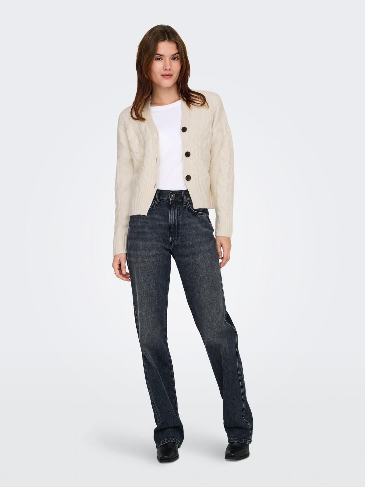 온리 케이블 니트 브이넥 크롭 카디건 15352216_31_1232656 WHITE / WHITECAP GRAY - 상세 이미지 5