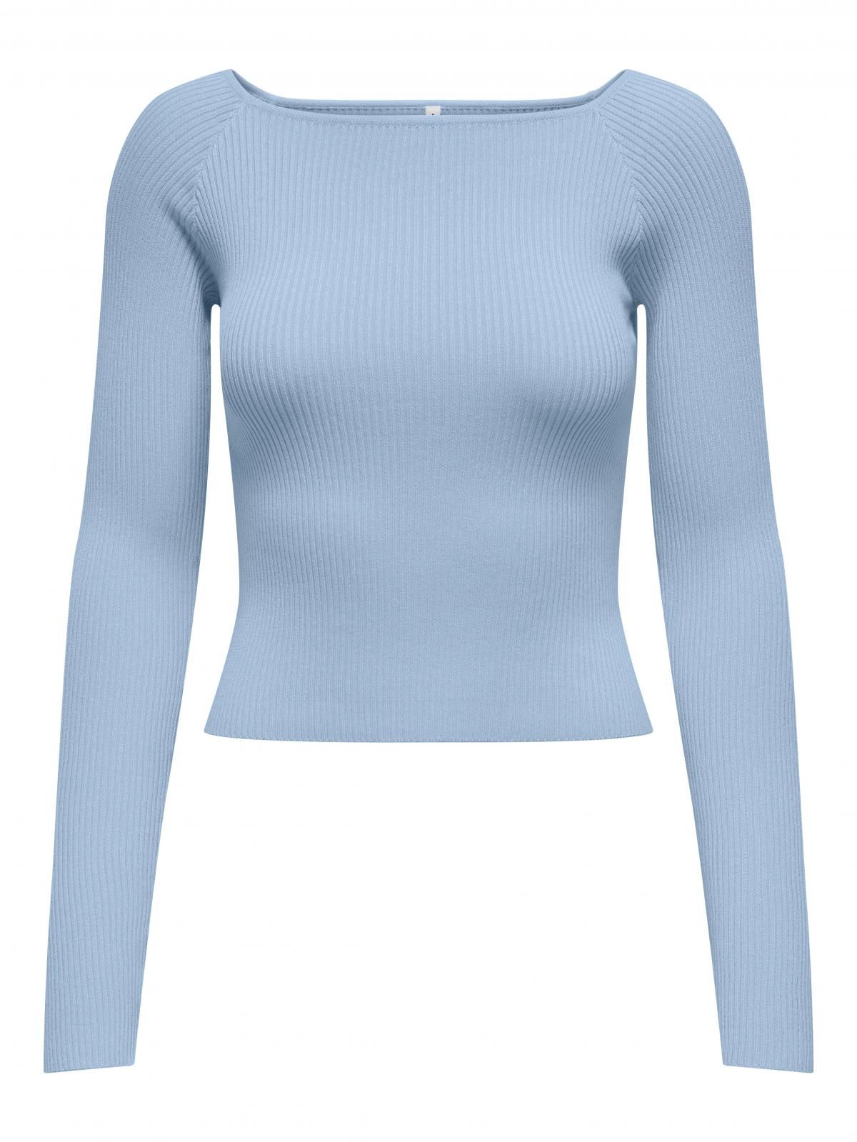 온리 테크니컬 플렉서블 크롭 보트넥 니트 15341778_3013 BLUE / SOFT CHAMBRAY - 상세 이미지 3