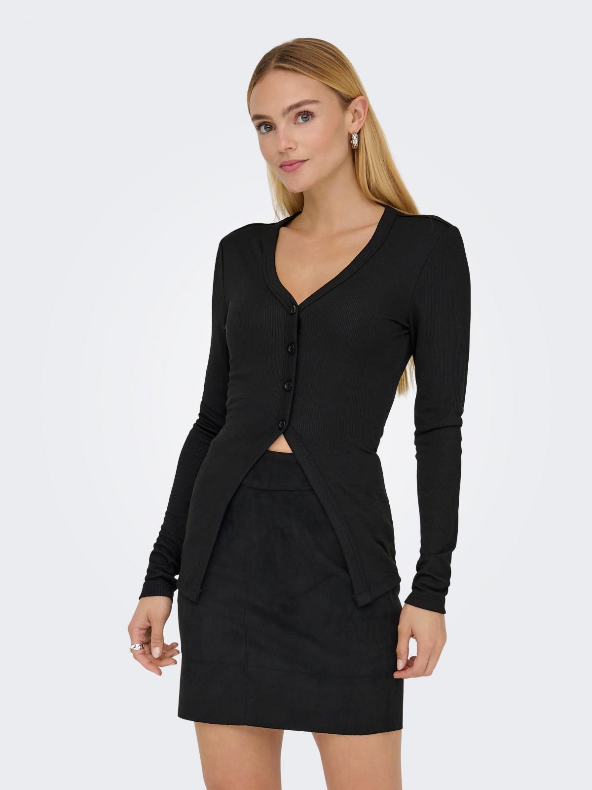 온리 베이직 브이넥 슬림핏 가디건 블랙 15365154_2161 BLACK / BLACK - 상세 이미지 2