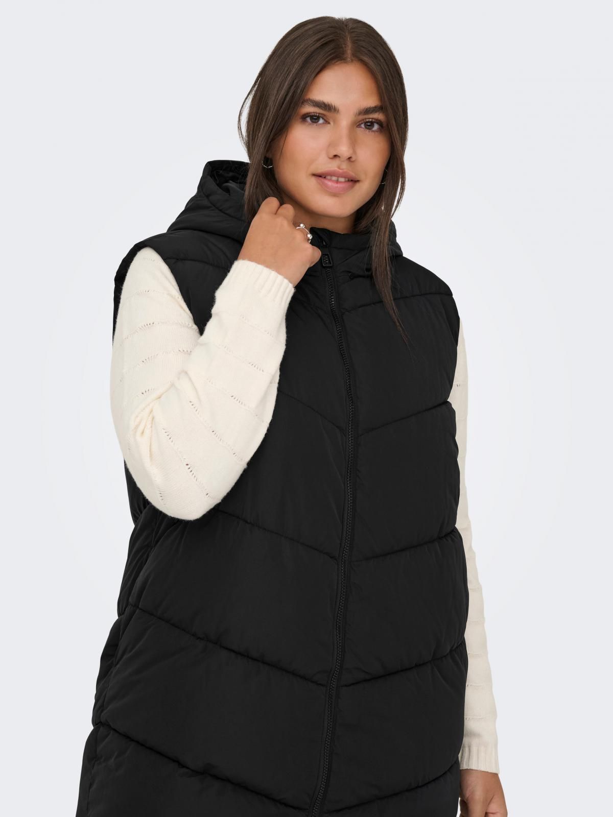온리 테크니컬 롱 패딩 베스트 플러스사이즈 15358817_2161 BLACK / BLACK 이미지 6