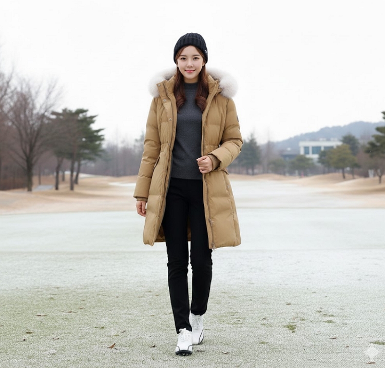 팬텀골프 여성 겨울 프리미엄 골프웨어 롱다운 롱패딩 점퍼 - 상세 이미지 4