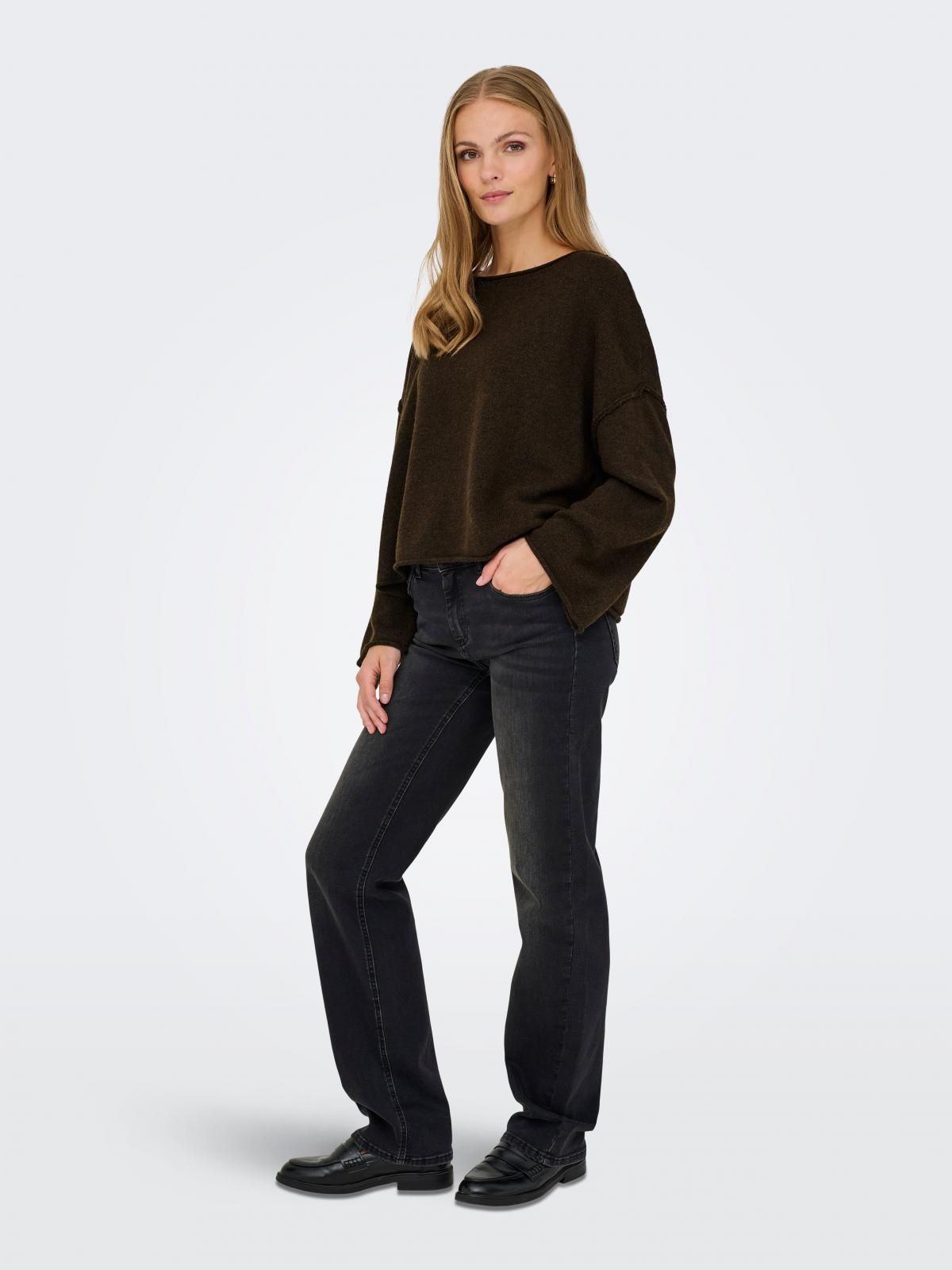제이디와이 루즈핏 보트넥 여성 니트 풀오버 15336780_273_1153747 BROWN / SLATE BLACK - 상세 이미지 5