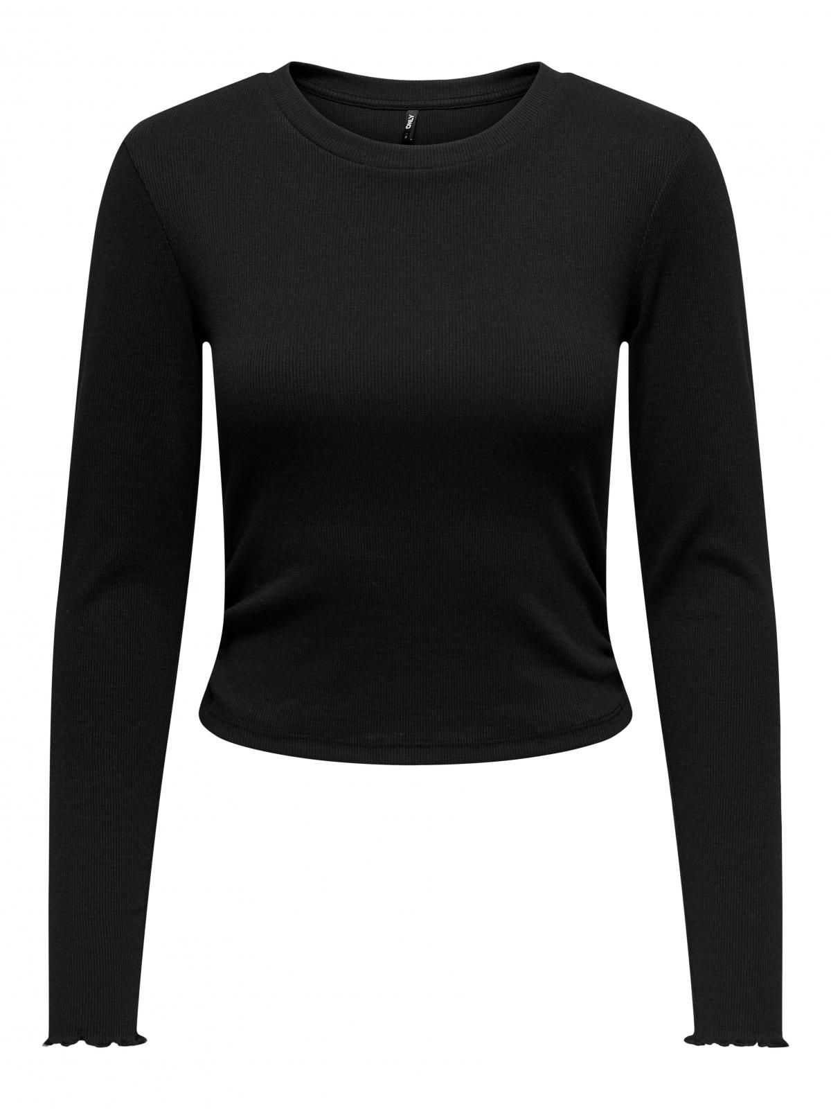 온리 베이직 라운드넥 긴팔 티셔츠 블랙 15302528_2161 BLACK / BLACK - 상세 이미지 4