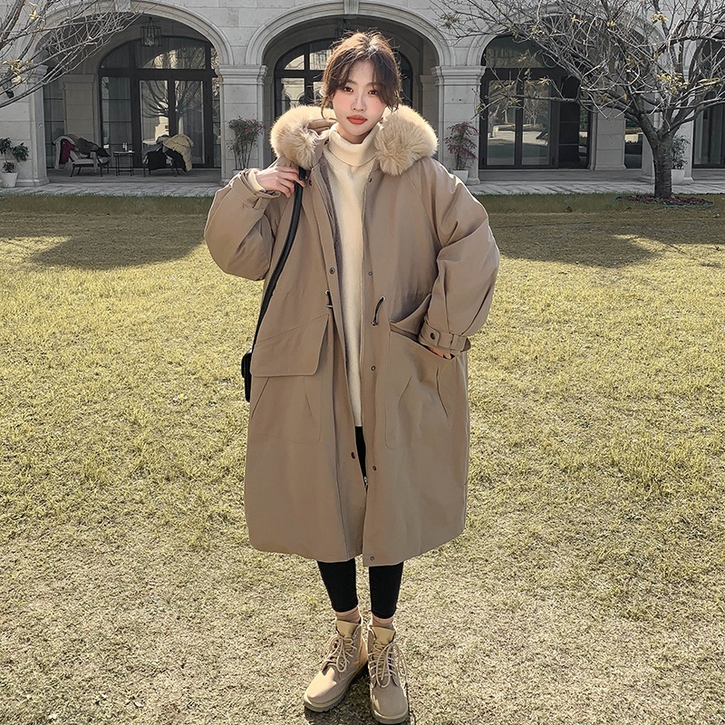 야상 바람막이 점퍼 양털 안감기모 여성 루즈핏 빅사이즈 롱패딩 캐주얼 데일리 경량 4컬러 - 상품 이미지