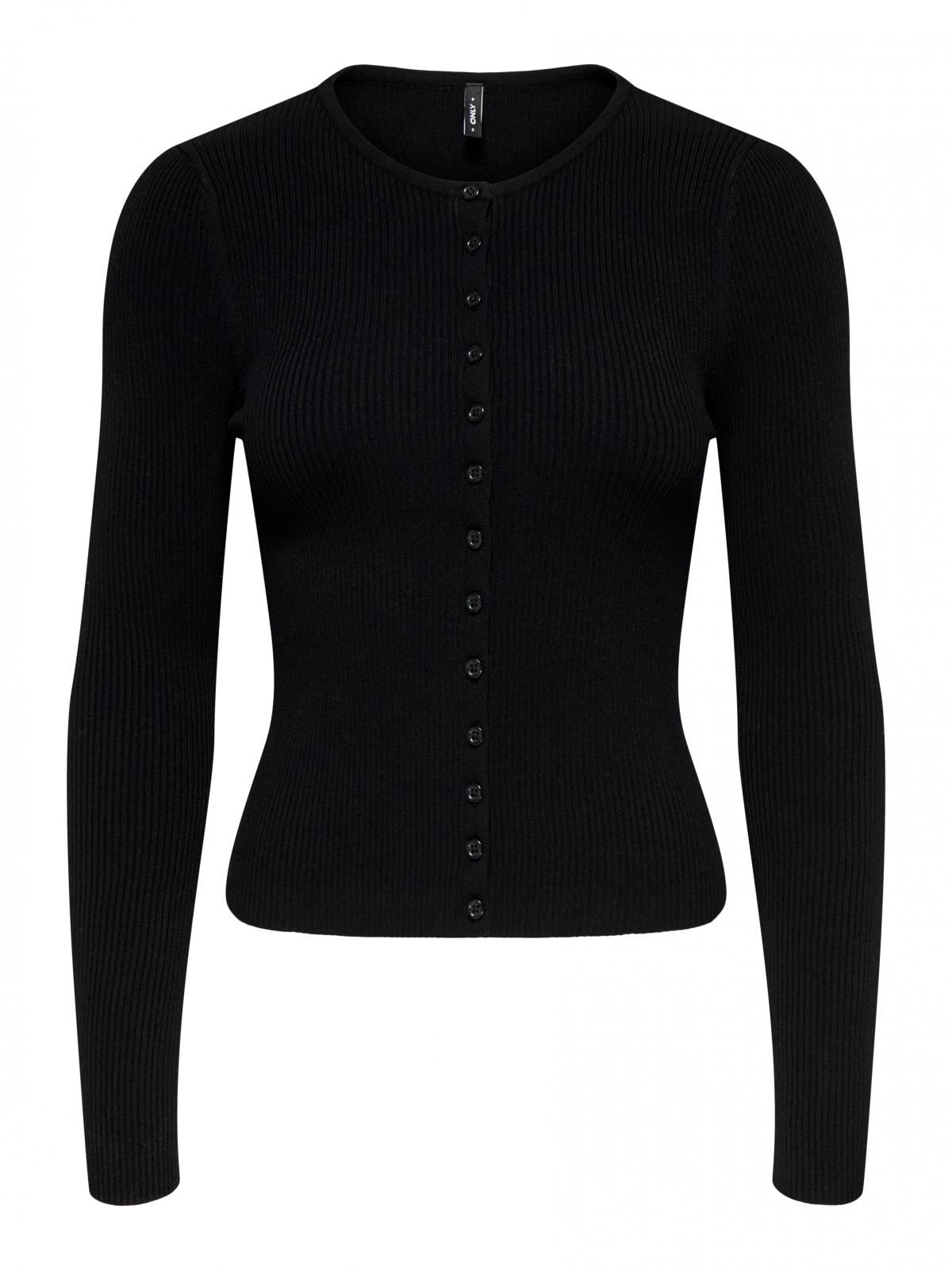 온리 슬림핏 라운드넥 니트 버튼 카디건 15367797_2161_1248360 BLACK / BLACK - 상세 이미지 3