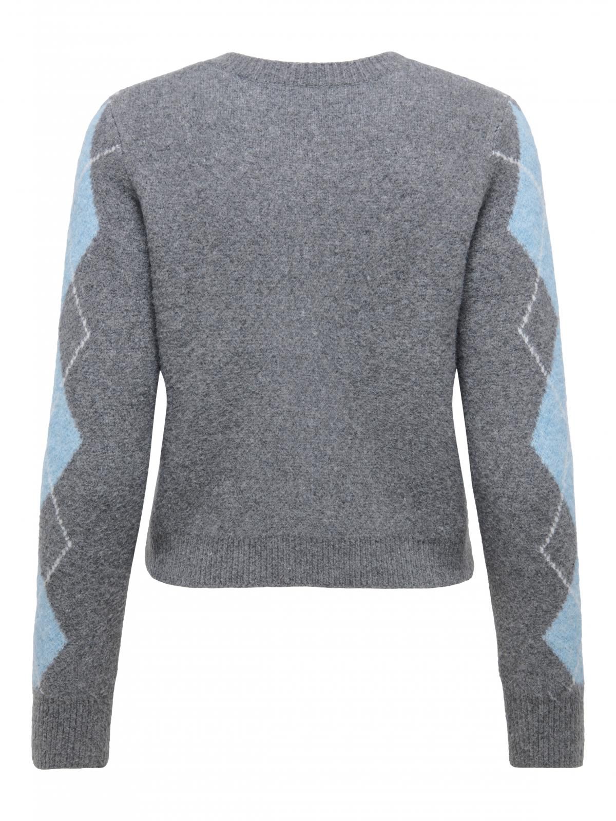 온리 아가일 라운드넥 니트 카디건 15366045_2382_1253237 GREY / MEDIUM GREY MELANGE - 상세 이미지 4