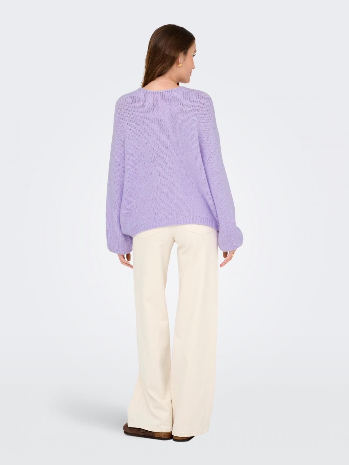 제이디와이 라벤더 루즈핏 브이넥 니트 스웨터 15334709_1129 PURPLE / PASTEL LILAC - 상세 이미지 2