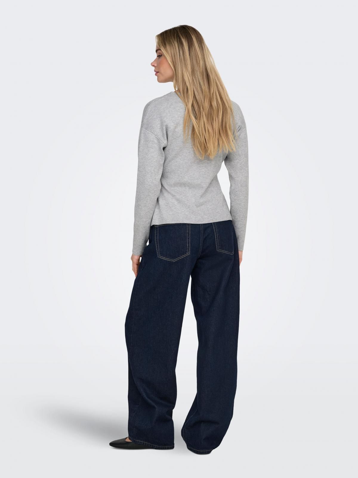 온리 베이직 플랫니트 라운드넥 카디건 15370435_2381_1258015 GREY / LIGHT GREY MELANGE - 상세 이미지 2