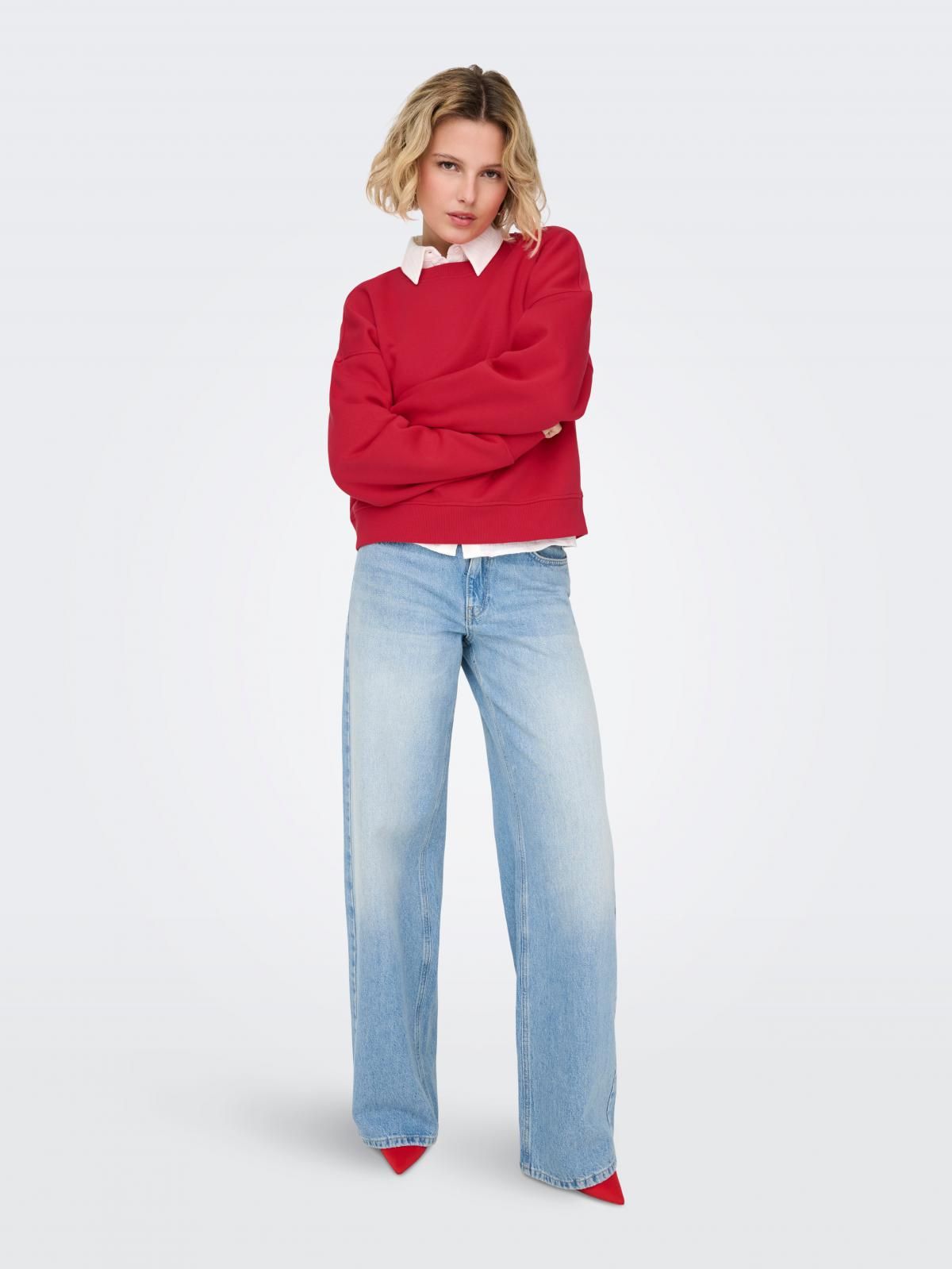 온리 베이직 레드 크루넥 맨투맨 15338727_771 RED / TRUE RED - 상세 이미지 5