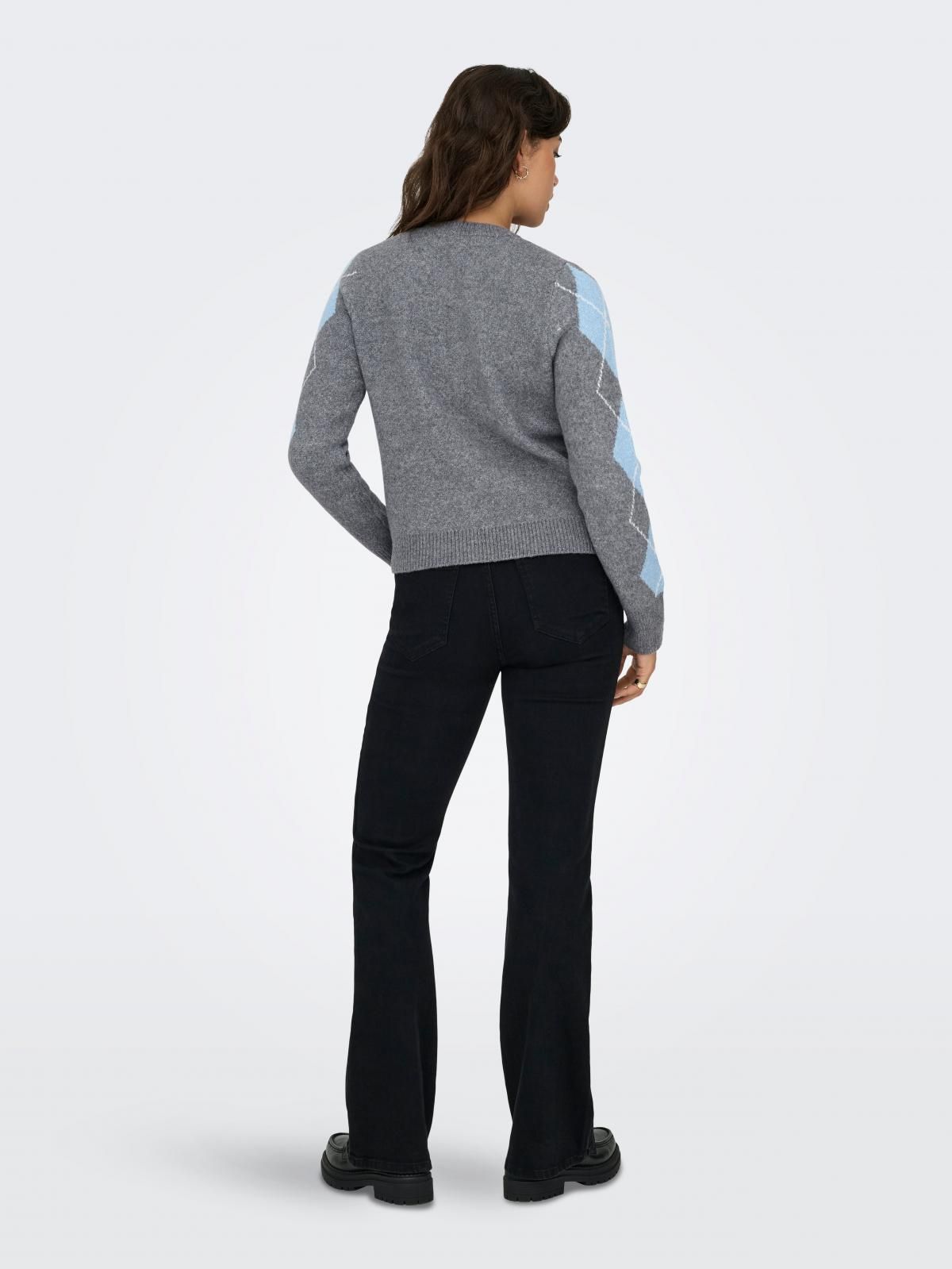 온리 아가일 라운드넥 니트 카디건 15366045_2382_1253237 GREY / MEDIUM GREY MELANGE - 상세 이미지 2