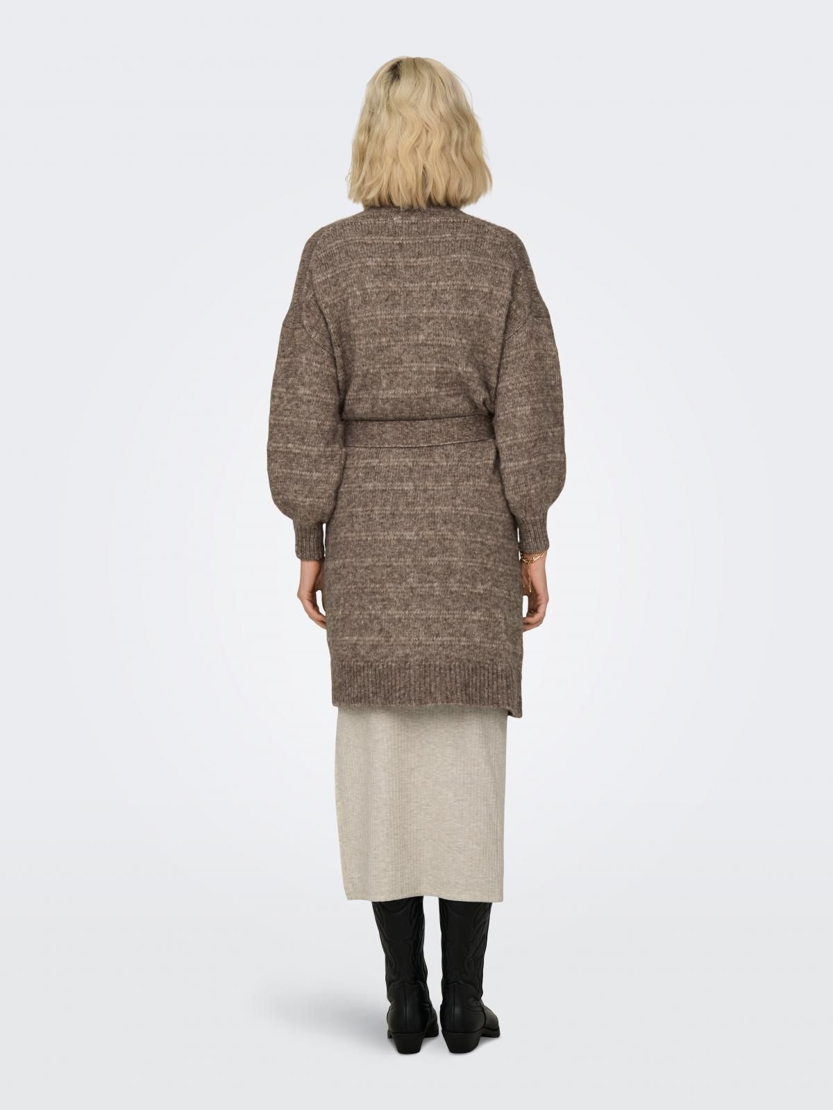 온리 브이넥 벨트 니트 카디건 15294802_2011_1035890 BROWN / TOASTED COCONUT - 상세 이미지 3