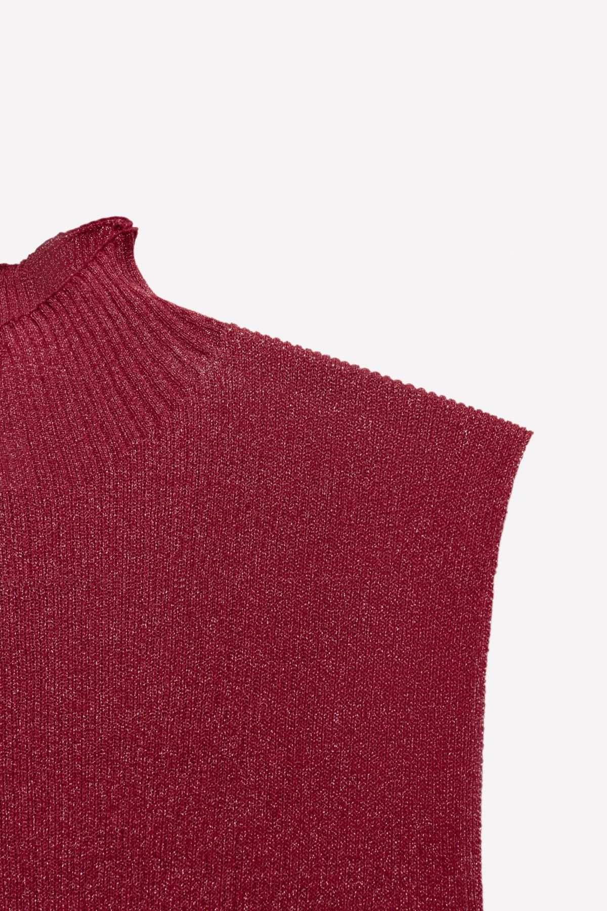 자라 터틀넥 민소매 니트 탑 x 루도빅 드 생 세르넹 9598/360 BURGUNDY - 상세 이미지 4