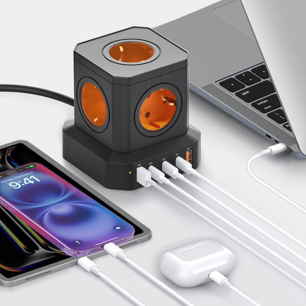 5구 멀티탭 65W C타입 PD USB 접지 타워 4000W 초고속멀티충전기 - 상세 이미지 3