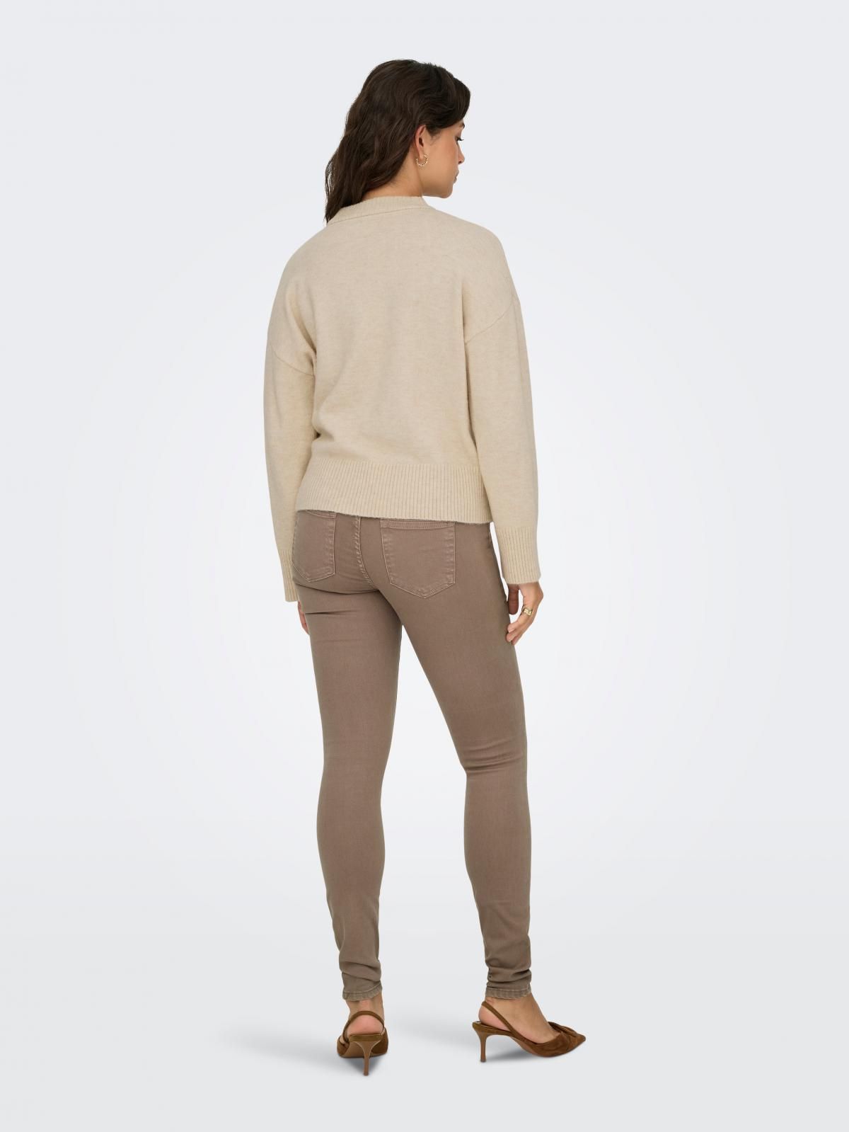 온리 라운드넥 베이지 여성 니트 풀오버 15353196_122_1201957 GREY / OATMEAL - 상세 이미지 2