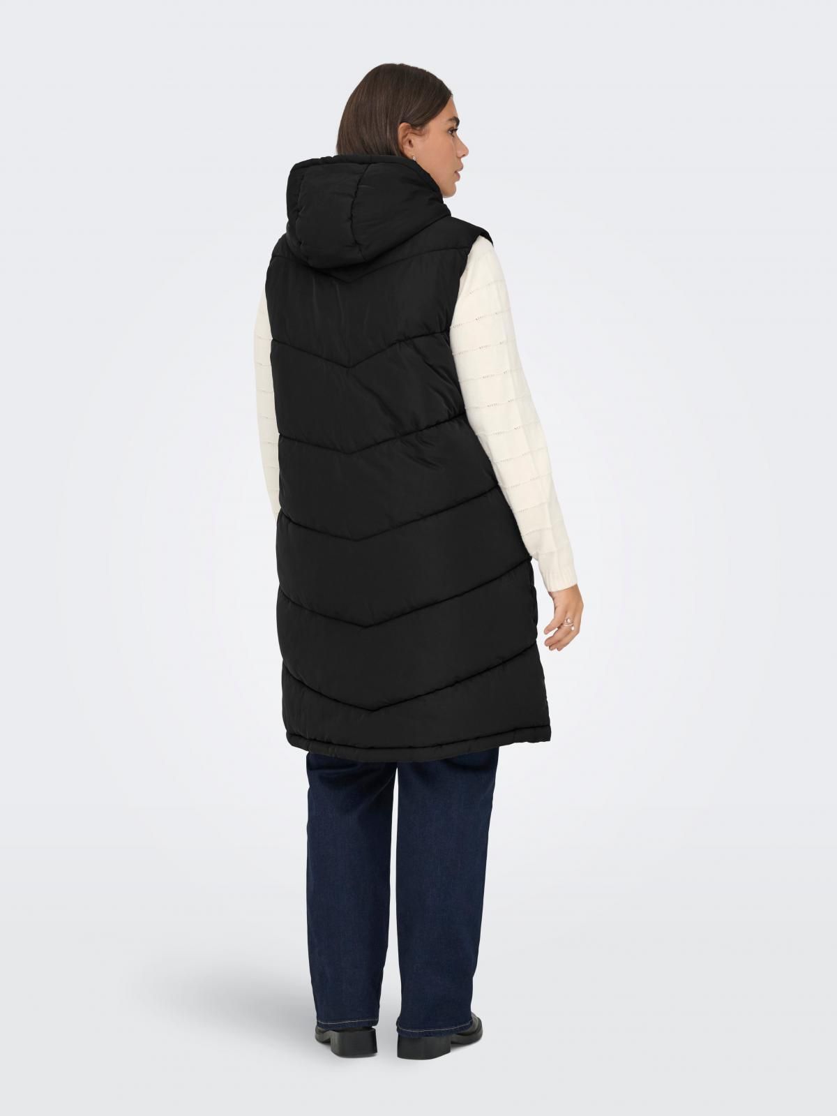 온리 테크니컬 롱 패딩 베스트 플러스사이즈 15358817_2161 BLACK / BLACK - 상세 이미지 3