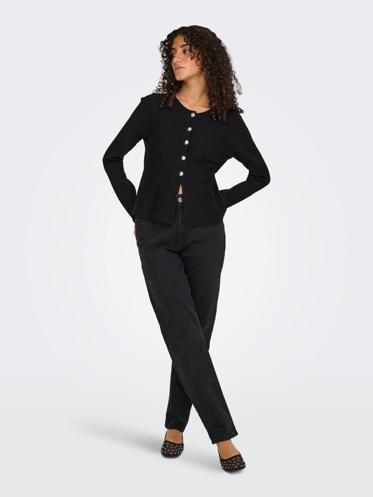 온리 테크니컬 라운드넥 버튼 카디건 블랙 15364267_2161_1237856 BLACK / BLACK - 상세 이미지 5