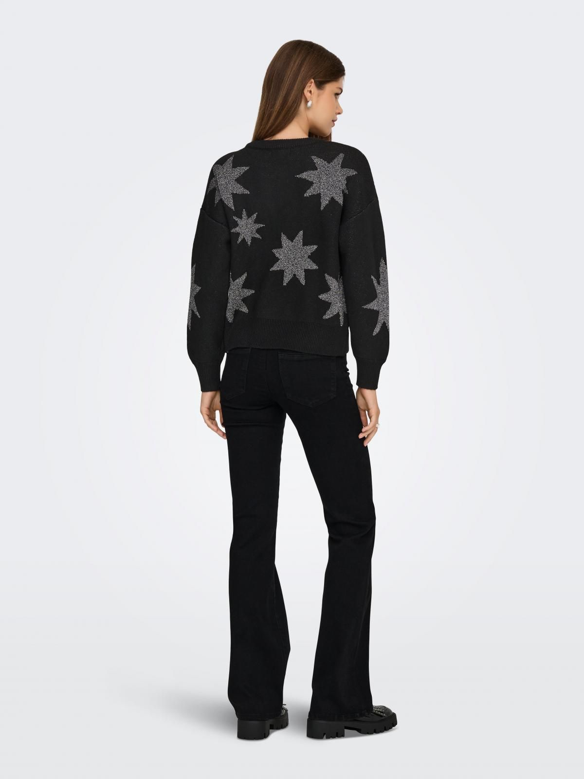 온리 스타패턴 라운드넥 니트 스웨터 15328250_2161_1142873 BLACK / BLACK - 상세 이미지 2