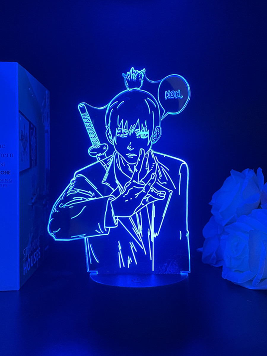 체인소 맨 덴지 포치타 애니메이션 3D 일루전 LED 스탠드 6338 체인소맨 피치타 단색 웜라이트 USB - 상세 이미지 4
