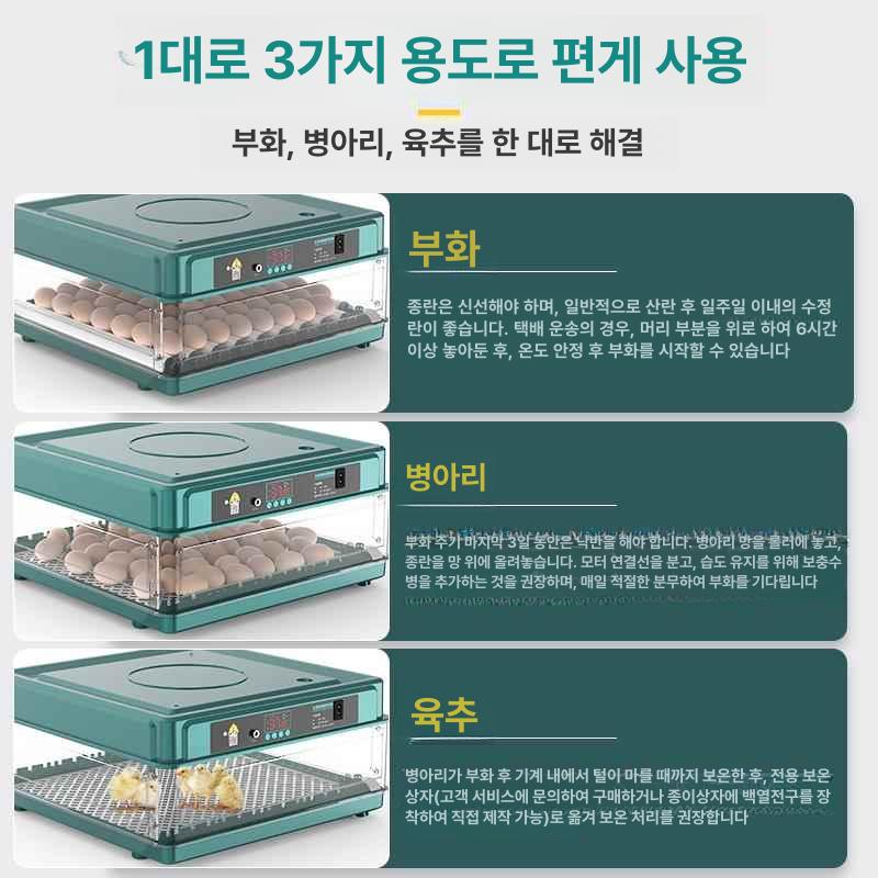 병아리 부화기 메추리 사육장 미니 고슴도치 경험 닭 보온 싱글박스 대형 24알 이중 전원 - 상세 이미지 5