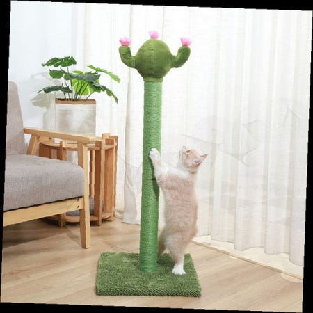 고양이 스크래쳐 선인장 모양 수직형 원목 받침대 마삭 로프 홈카페 인테리어 펫용품