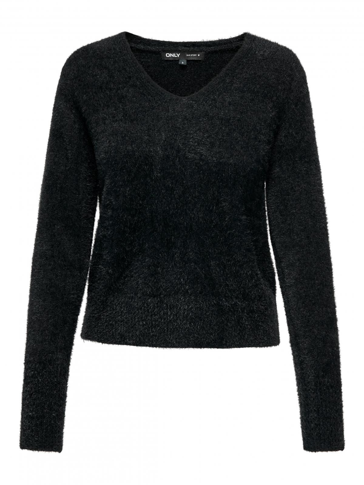 온리 브이넥 소프트 니트 여성 브이넥 15259562_2161 BLACK / BLACK - 상세 이미지 3