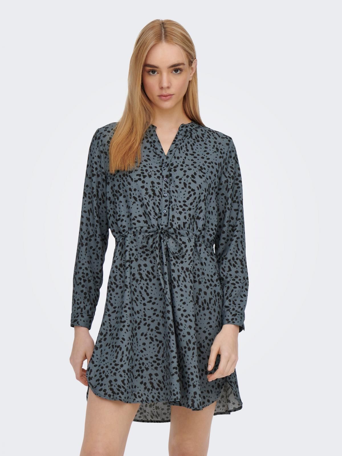 온리 페미닌 브이넥 벨트 미니 튜닉 원피스 15200543_1224_971381 BLUE / BLUE INDIGO - 상품 이미지