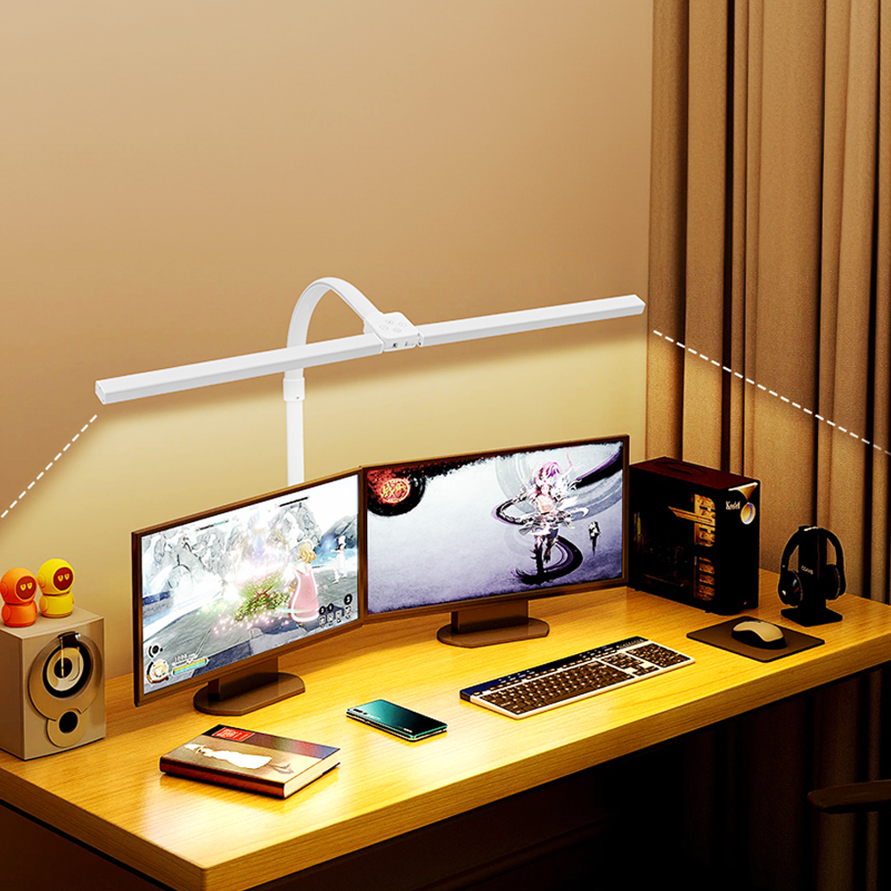 번개표 몬스터라이트 듀얼헤드 LED 스탠드 800mm 클램프형 모니터조명 10단밝기 리모컨 이미지 4