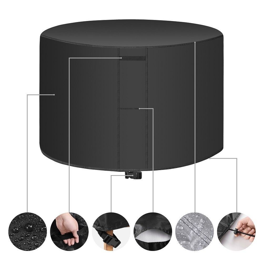 야외 원형 테이블용 대형 햇빛차단 식탁보 커버 블랙 직경 120x높이 75 cm - 상세 이미지 2