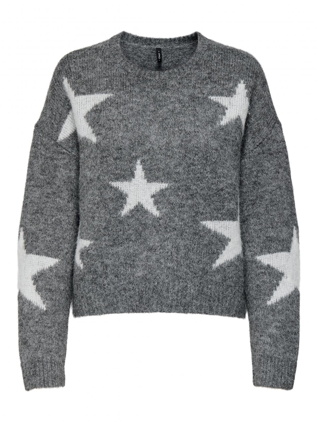 온리 스타패턴 라운드넥 니트 스웨터 15353125_2383_1201749 GREY / DARK GREY MELANGE - 상세 이미지 3