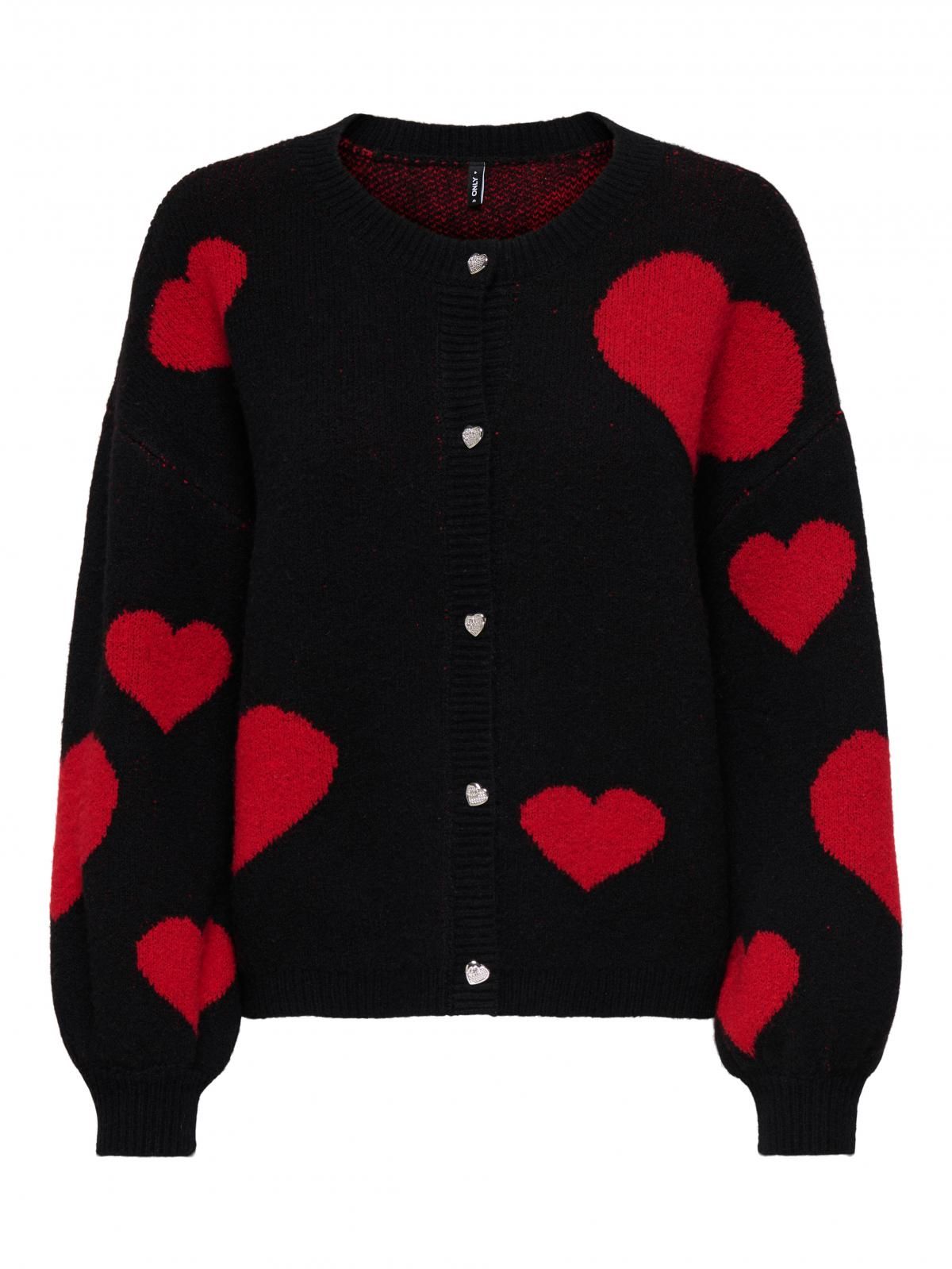 온리 러블리 하트 라운드넥 니트 카디건 15366527_2161_1246669 BLACK / BLACK - 상세 이미지 4