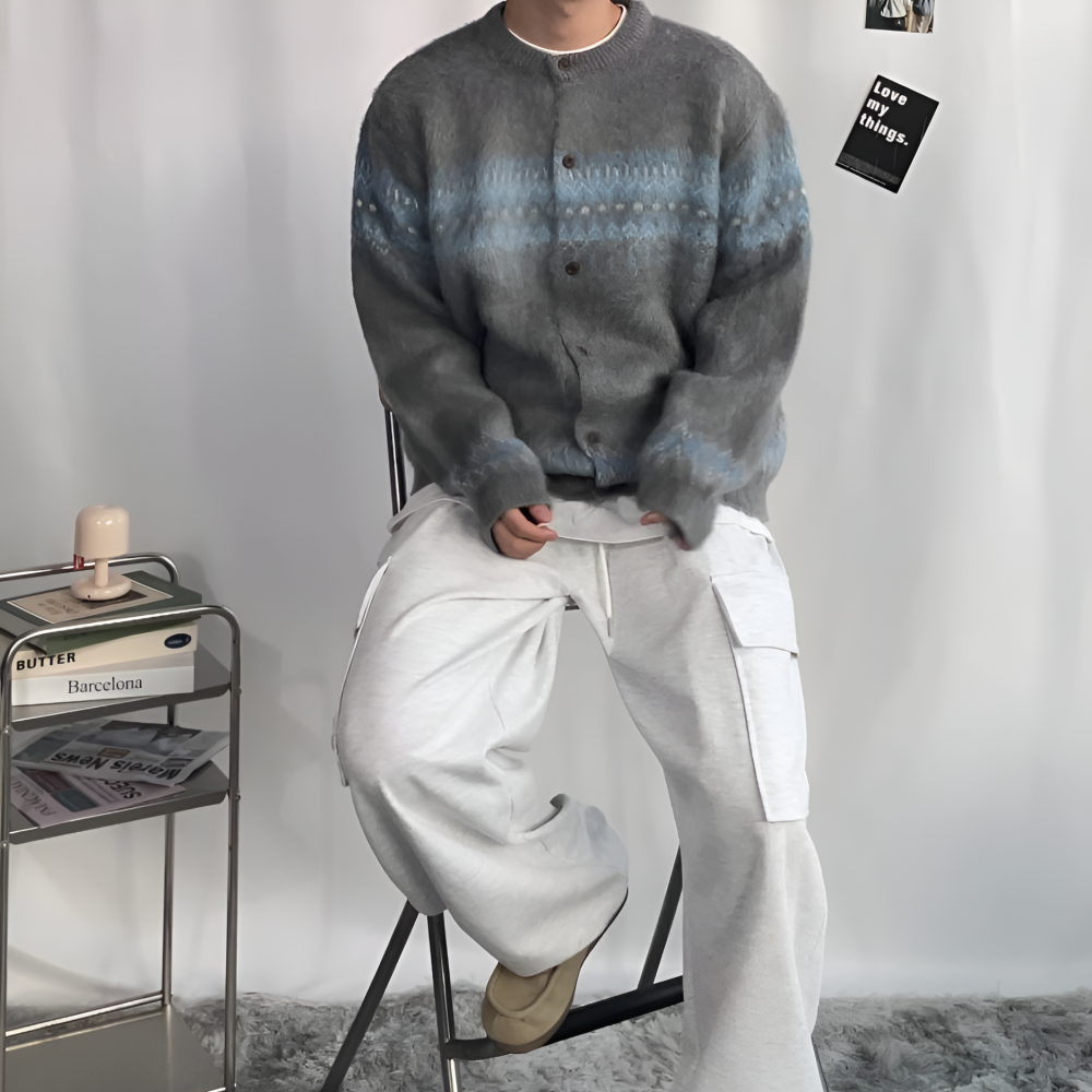 남자 노르딕 가디건 코위찬가디건 니트 겨울 커플 연말룩 크리스마스 커플룩 - 상세 이미지 4