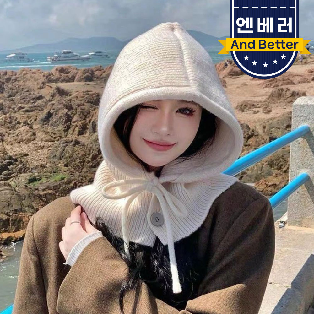 바라클라바 후드 넥워머 방한 니트 모자 겨울 러닝 니트 여성 워머 - 상세 이미지 2
