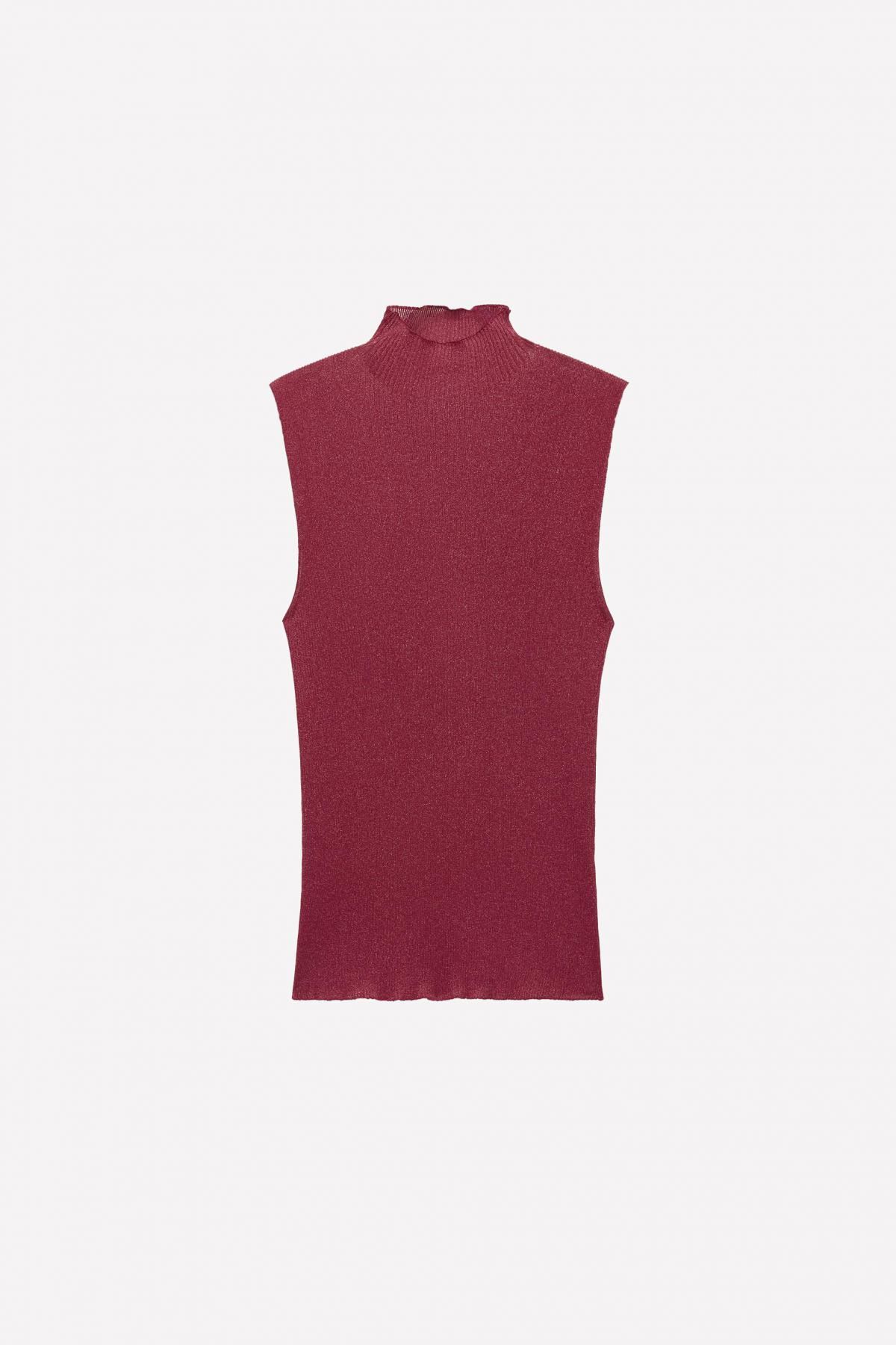 자라 터틀넥 민소매 니트 탑 x 루도빅 드 생 세르넹 9598/360 BURGUNDY - 메인 이미지
