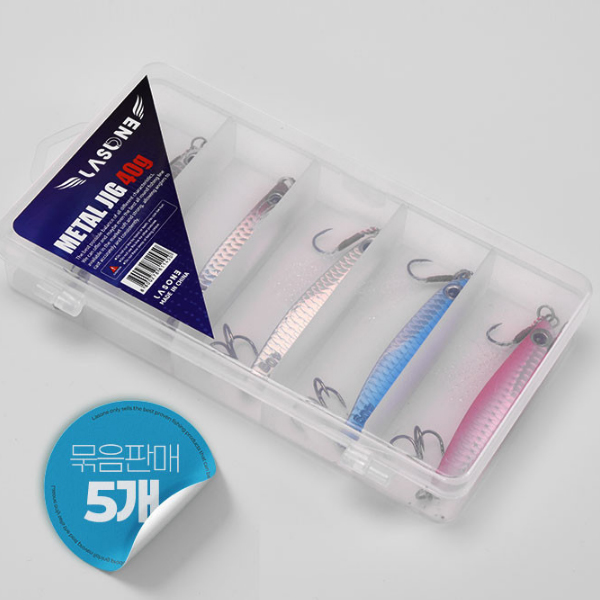 라스원 캐스팅 메탈지그 5개입 세트 케이스 포함 삼치 고등어 풀치 농어 5개입세트, 20g - 상품 이미지