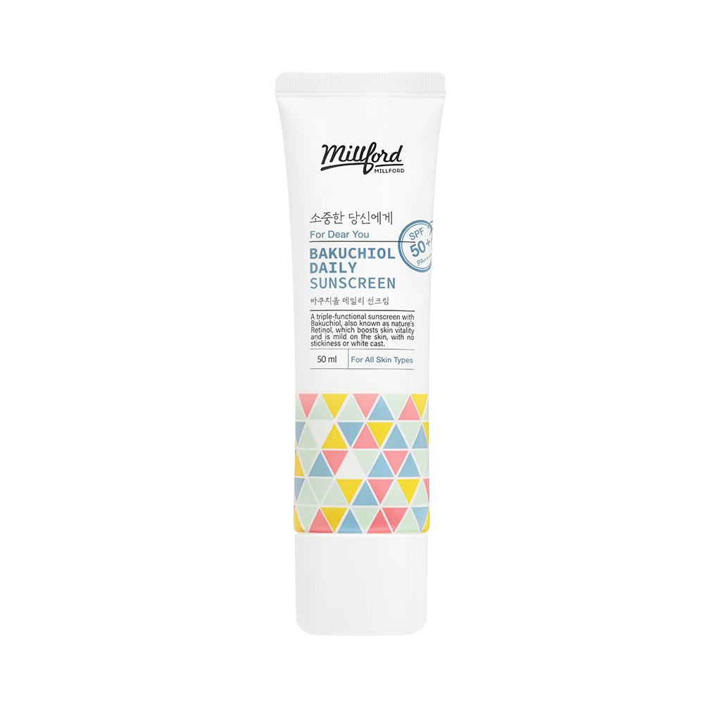 바쿠치올 선크림 SPF50+ PA++++ 눈시림없는 수분선크림 저자극 50ml 밀포드 - 상품 이미지