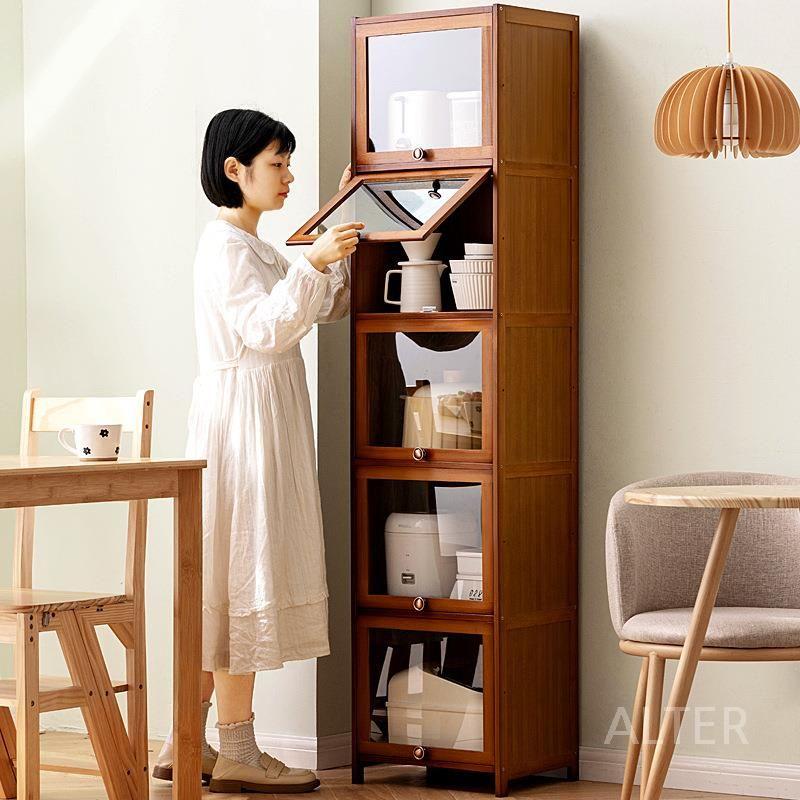 주방 틈새 선반 투명문 보관 원룸 캐비닛 4층 30cm - 상세 이미지 2
