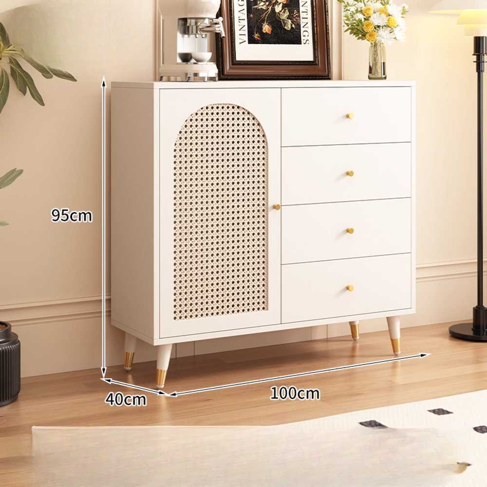 거실 라탄 수납장 내추럴 인테리어 공간정리장 콘솔 화이트 80cm - 상세 이미지 2
