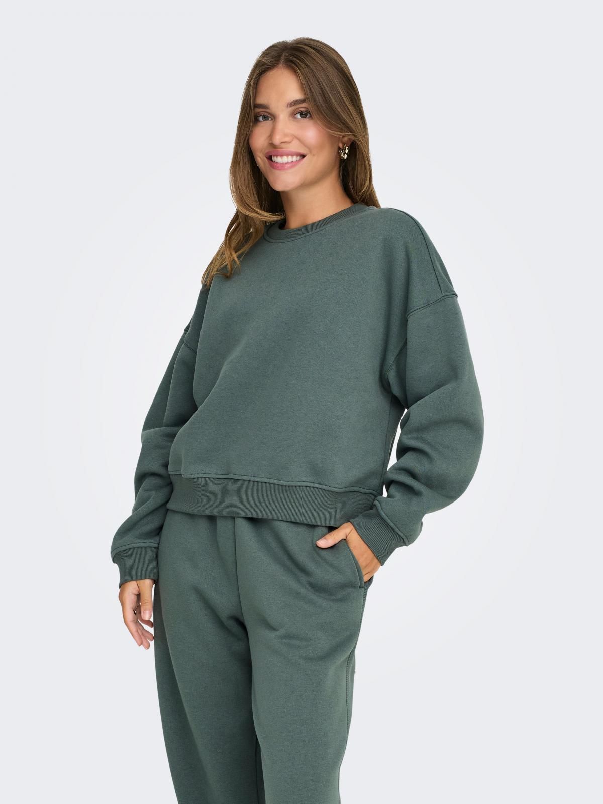 온리 테크니컬 베이직 루즈핏 맨투맨 긴팔 15338727_1469 GREEN / BALSAM GREEN - 상품 이미지