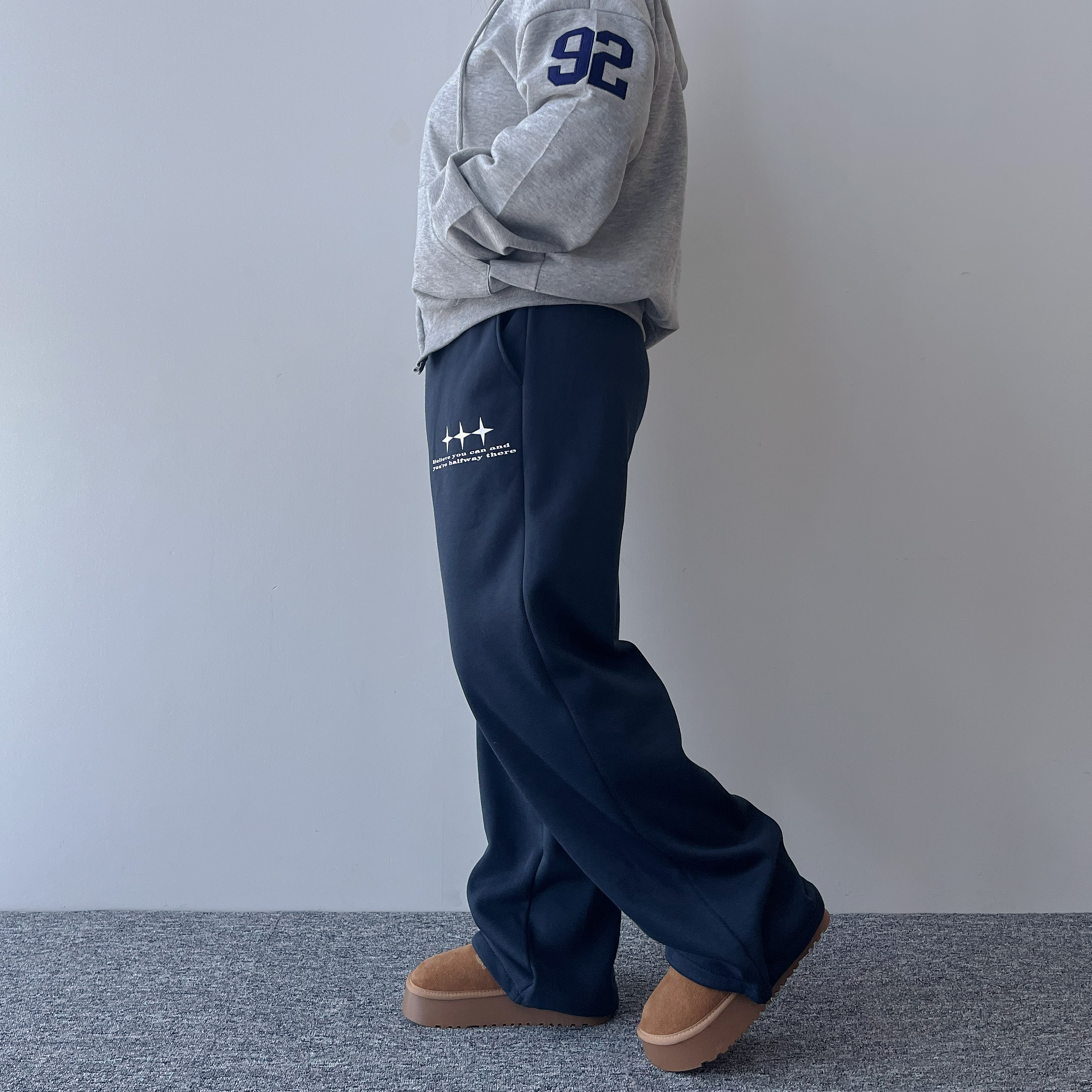 1+1 키작녀기모바지 여성조거 기모와이드팬츠 - 상세 이미지 4