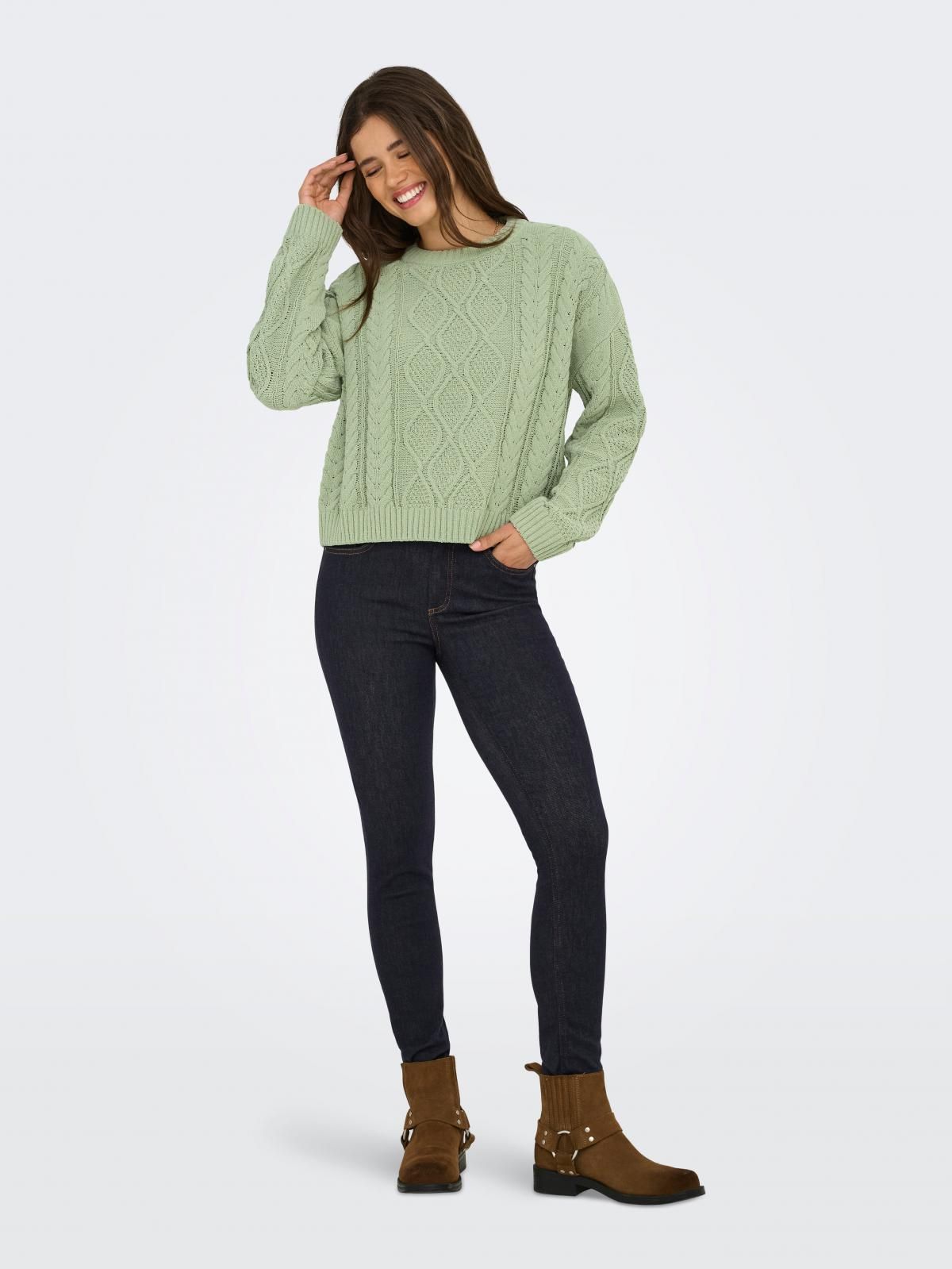 온리 케이블 니트 라운드넥 민트 레귤러핏 15351234_1661 GREY / DESERT SAGE - 상세 이미지 5