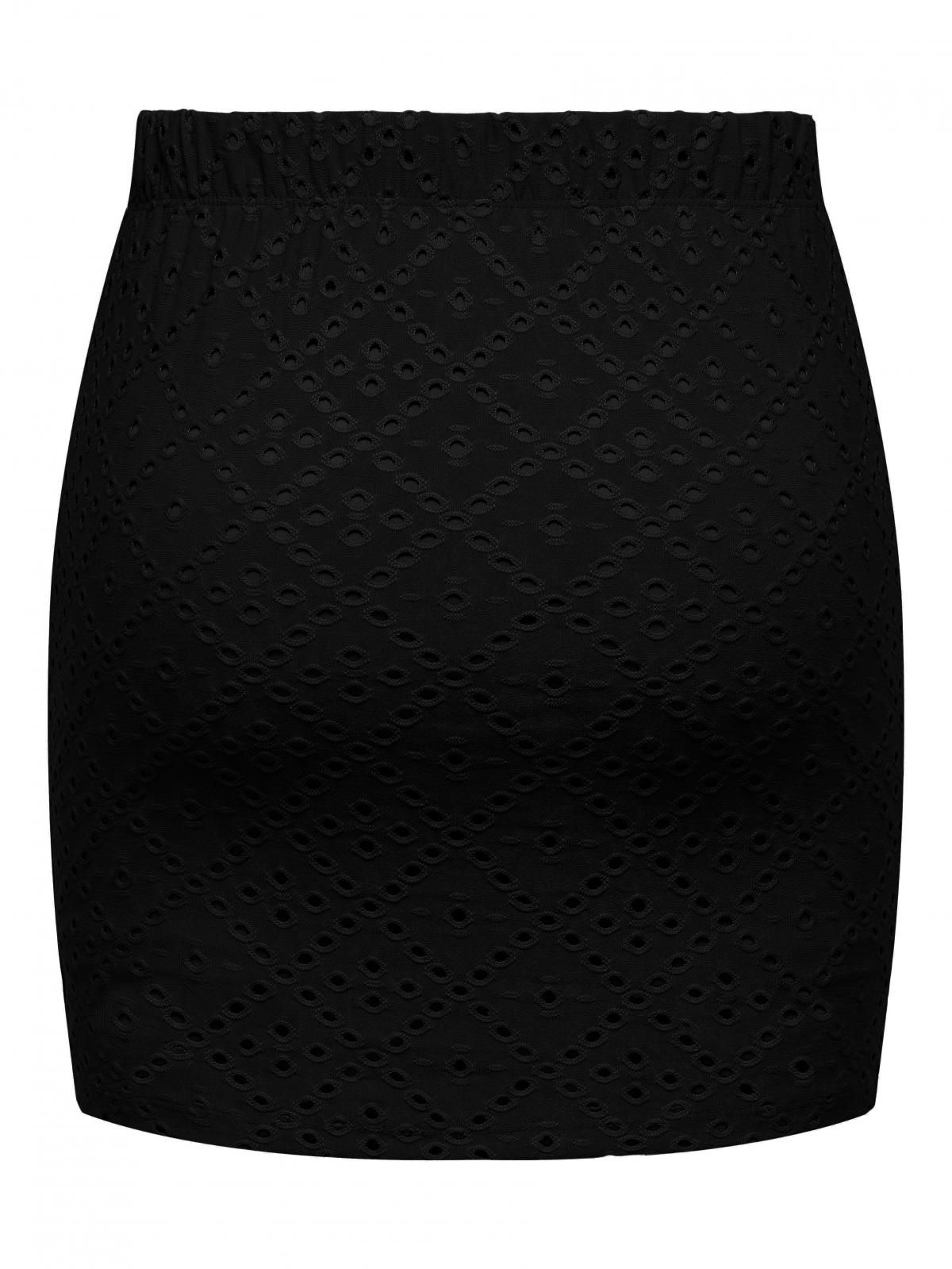온리 레이스 펀칭 엘라스틱 블랙 미니 스커트 15294437_2161 BLACK / BLACK - 상세 이미지 4
